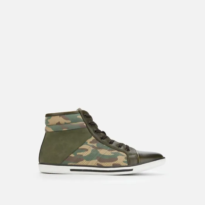 Kenneth Cole Center High Top Sneaker Olive Camo Men Sneakers