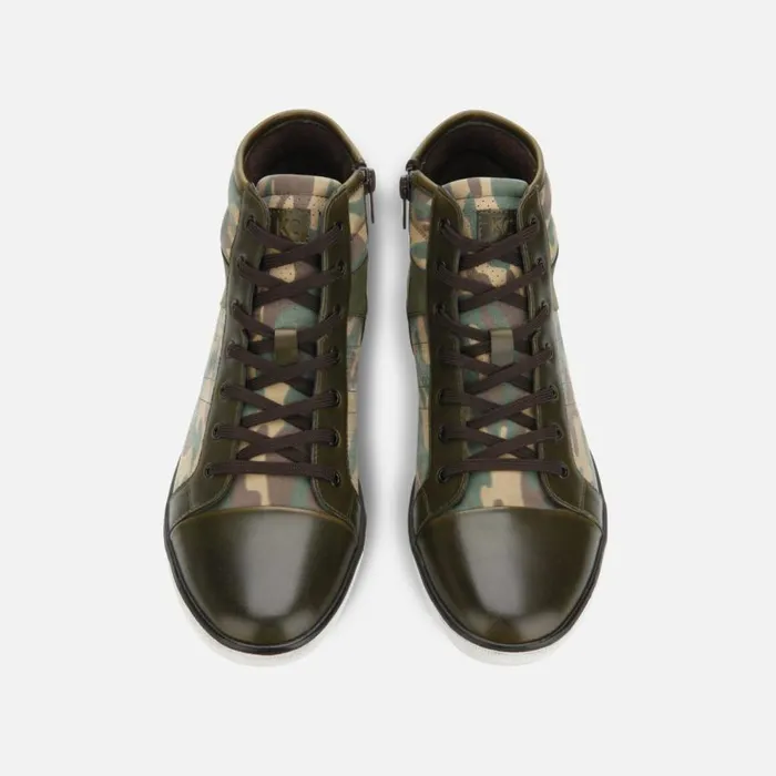Kenneth Cole Center High Top Sneaker Olive Camo Men Sneakers