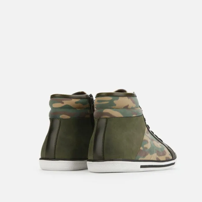Kenneth Cole Center High Top Sneaker Olive Camo Men Sneakers