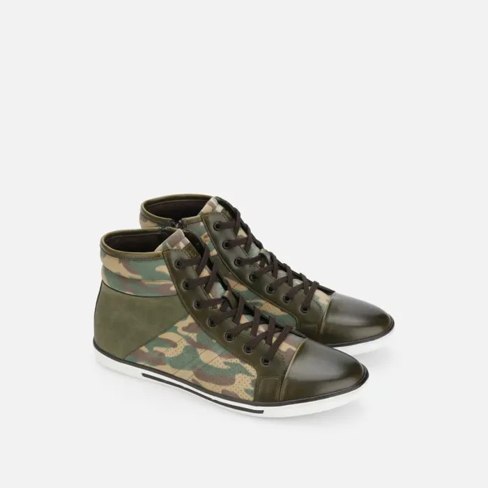 Kenneth Cole Center High Top Sneaker Olive Camo Men Sneakers