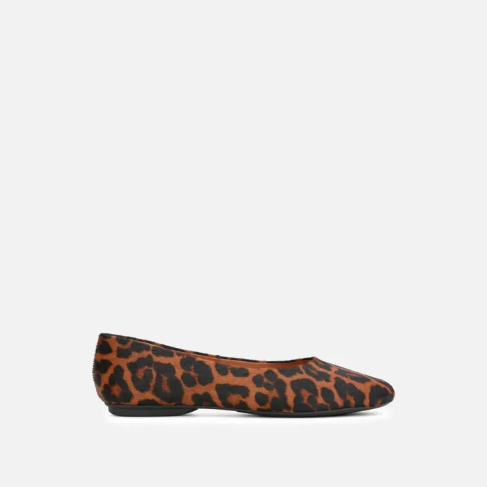 Kenneth Cole Eugene Leopard Travel Ballet Flat Brown Multi Women Flats