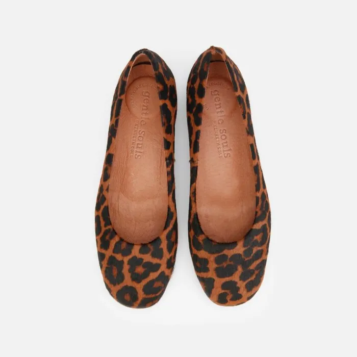 Kenneth Cole Eugene Leopard Travel Ballet Flat Brown Multi Women Flats