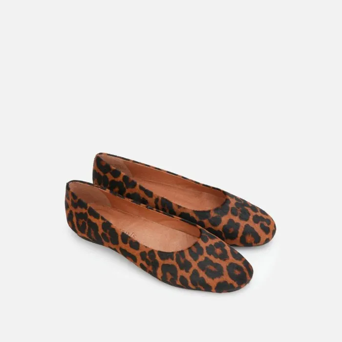 Kenneth Cole Eugene Leopard Travel Ballet Flat Brown Multi Women Flats