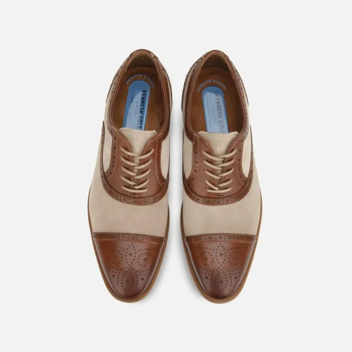 Kenneth Cole Futurepod Medallion Toe Leather Oxford With Rebound System Ip Taupecognac Men Oxfords
