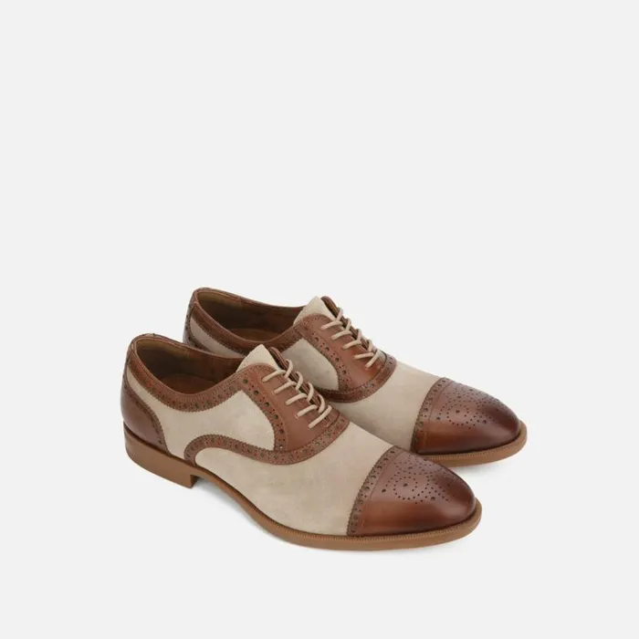 Kenneth Cole Futurepod Medallion Toe Leather Oxford With Rebound System Ip Taupecognac Men Oxfords