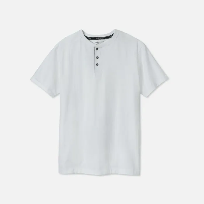 Kenneth Cole Henley Pocket Tee In White White Men TShirts Polos