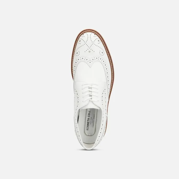 Kenneth Cole Kieran Medallion Wing Top Oxford Off White Men Oxfords