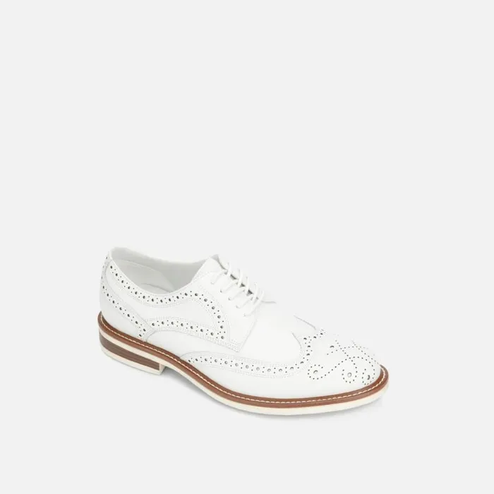 Kenneth Cole Kieran Medallion Wing Top Oxford Off White Men Oxfords