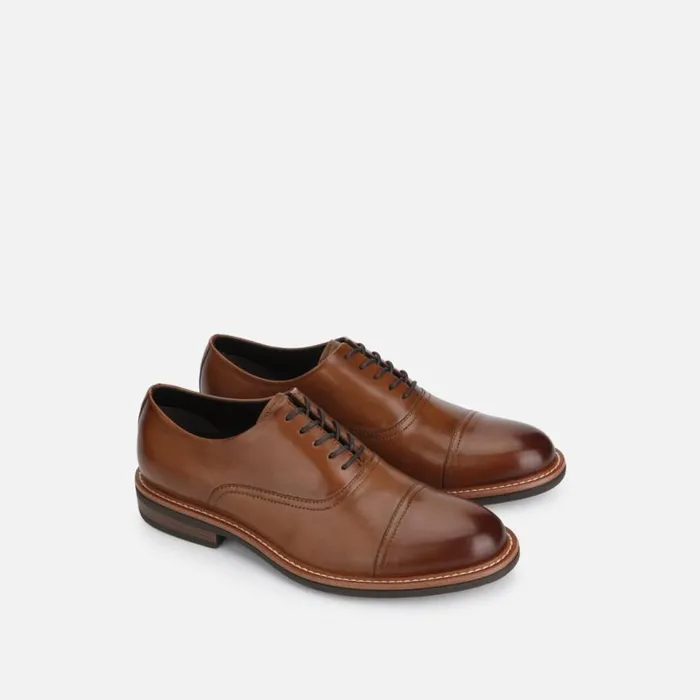 Kenneth Cole Klay Cap Toe Oxford With Flex Cognac Men Oxfords