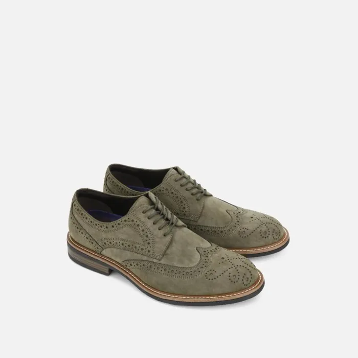 Kenneth Cole Klay Suede Brogue Oxford With Flex Olive Men Oxfords