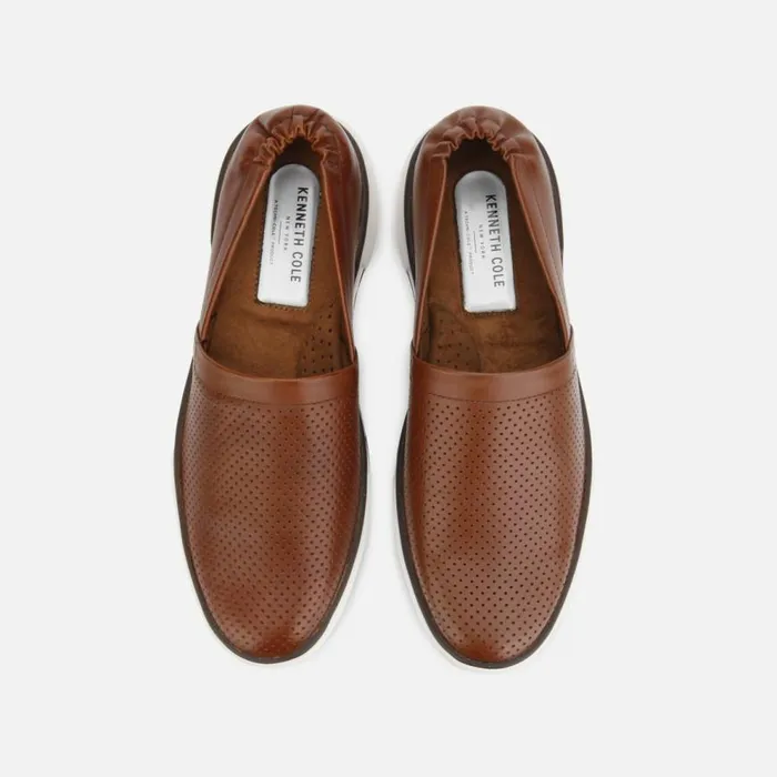 Kenneth Cole Liam Leather SlipOn Stripe Sneaker Cognac Men Sneakers