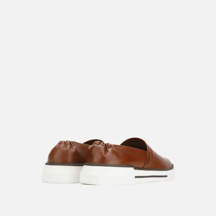 Kenneth Cole Liam Leather SlipOn Stripe Sneaker Cognac Men Sneakers
