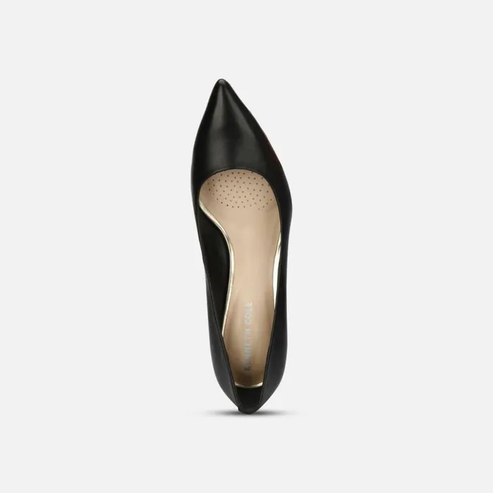 Kenneth Cole Morgan Kitten Heel Leather Pump Black Women Heels