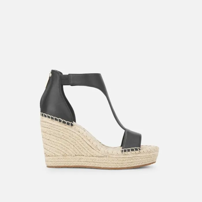 Kenneth Cole Olivia Leather TStrap Sandal Black Women Sandals
