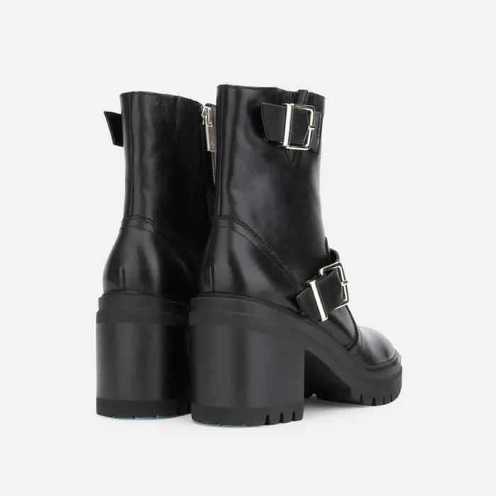 Kenneth Cole Rhode Buckled Leather Short Boot With Polar Grip Black Women Boots Booties