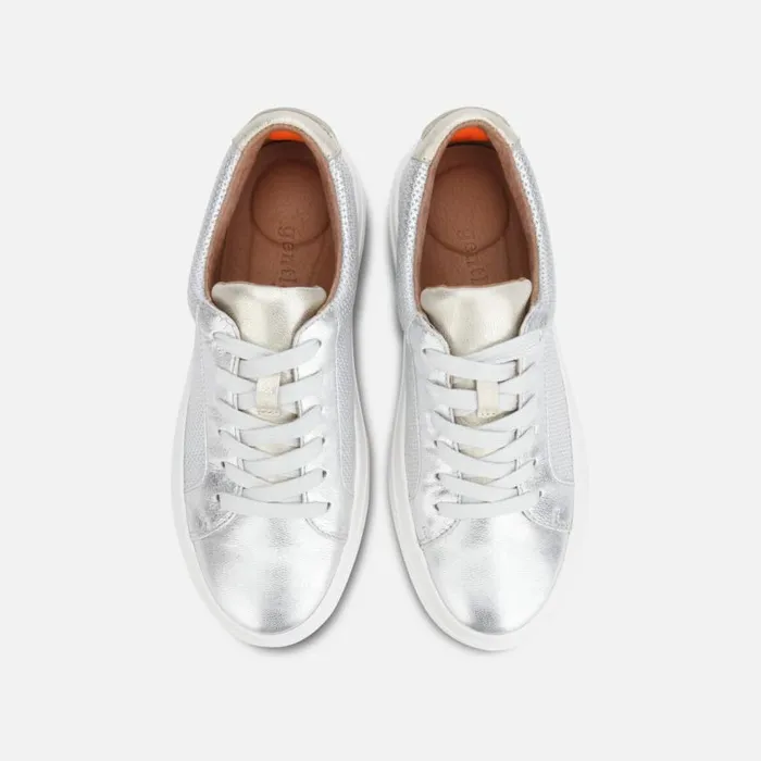 Kenneth Cole Rosette Metallic Platform Sneaker Silver Women Sneakers