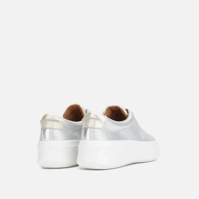 Kenneth Cole Rosette Metallic Platform Sneaker Silver Women Sneakers