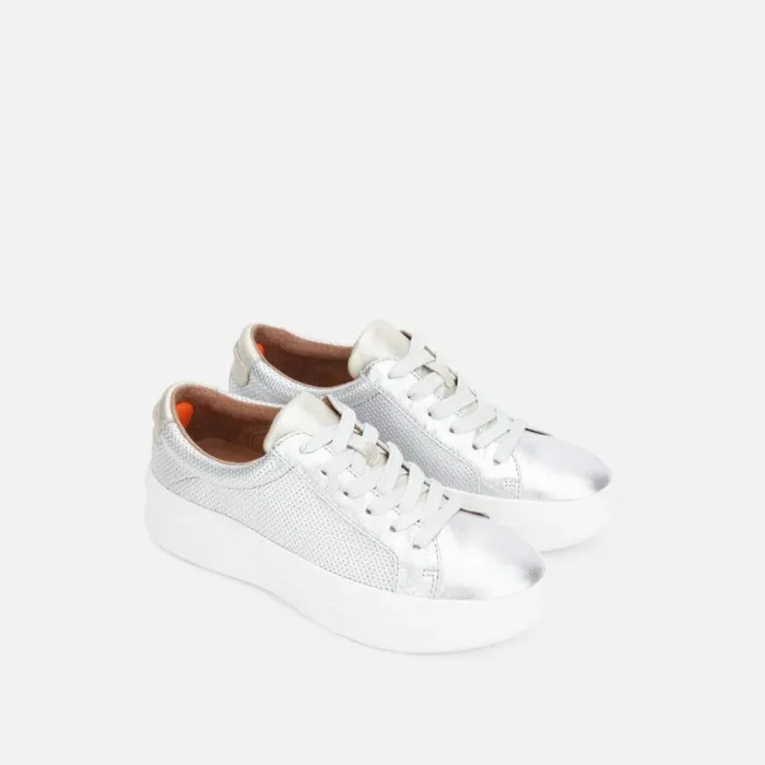 Kenneth Cole Rosette Metallic Platform Sneaker Silver Women Sneakers