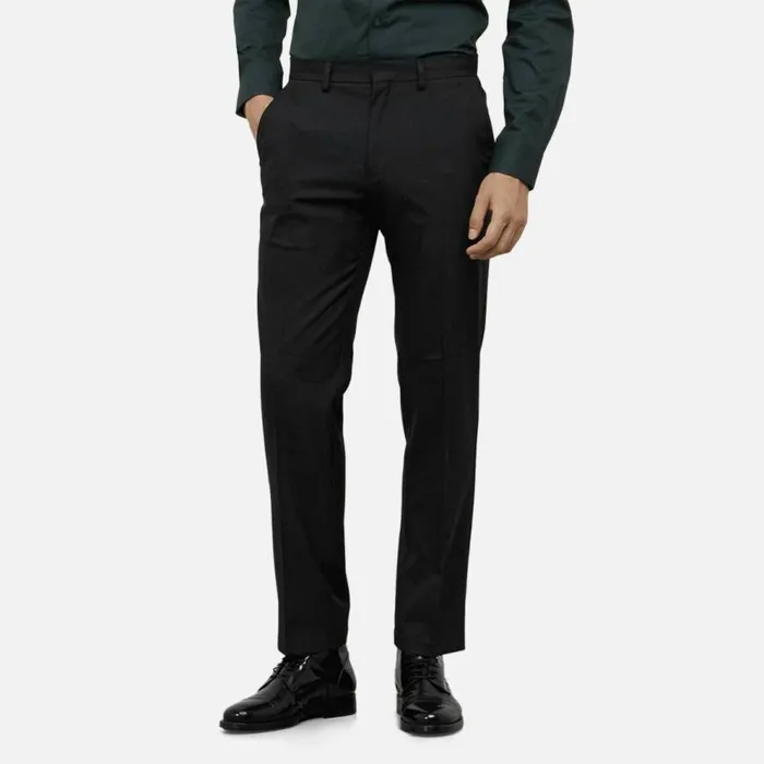 Kenneth Cole Straight Fit Dress Pant In Stretch Gabardine Black Men Bottoms