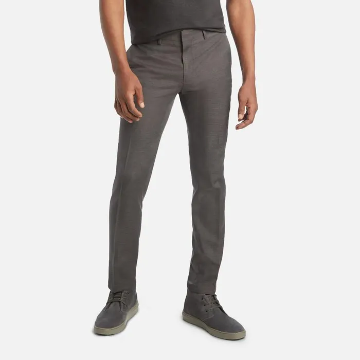 Kenneth Cole Stretch Micro Houndstooth Slim Fit Flex Waistband Flat Front Dress Pant Dk Grey Men Bottoms