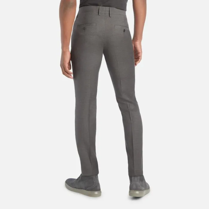 Kenneth Cole Stretch Micro Houndstooth Slim Fit Flex Waistband Flat Front Dress Pant Dk Grey Men Bottoms