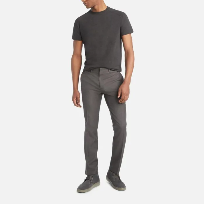 Kenneth Cole Stretch Micro Houndstooth Slim Fit Flex Waistband Flat Front Dress Pant Dk Grey Men Bottoms