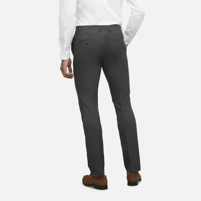 Kenneth Cole Stretch Solid Skinny Fit Flex Waistband Flat Front Dress Pant Chcoal Htr Men Bottoms