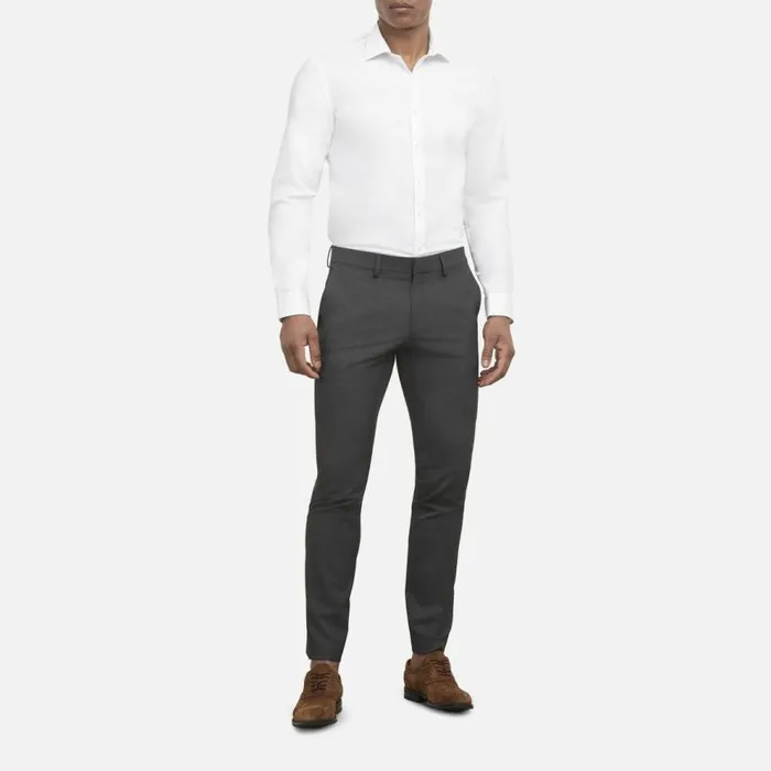 Kenneth Cole Stretch Solid Skinny Fit Flex Waistband Flat Front Dress Pant Chcoal Htr Men Bottoms