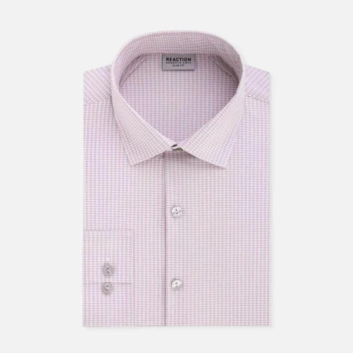 Kenneth Cole Venetian Spread Collar Tek Fit Slim Shirt Pink Salt Men Dress Shirts