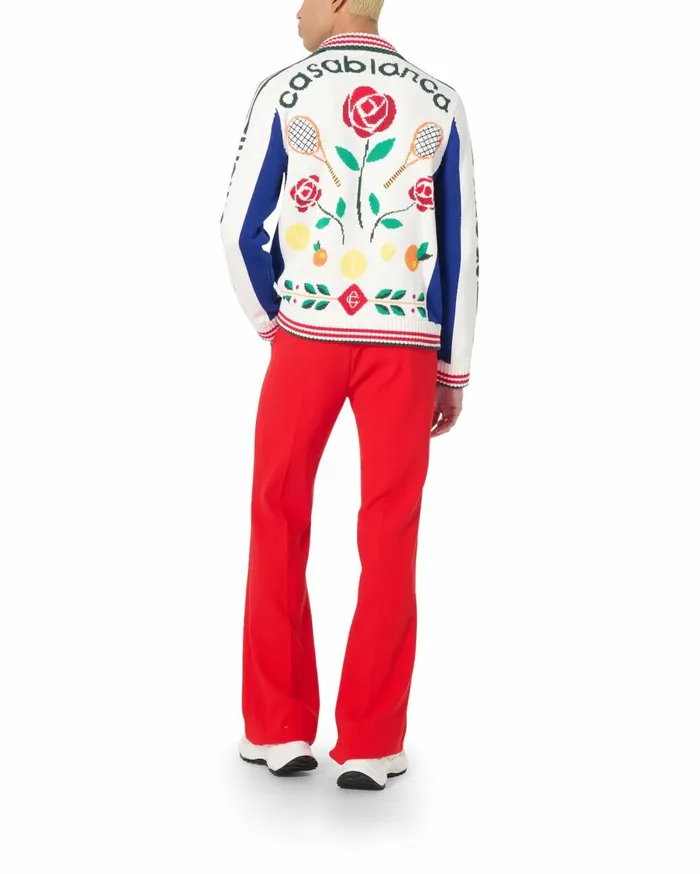Knitwear Men Casablanca Paris Laurel Intarsia Knit Jacket Knitwear Men Casablanca Paris Laurel Intarsia Knit Jacket