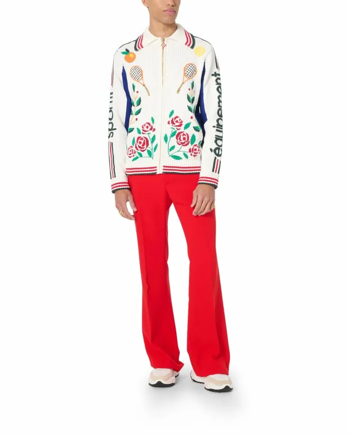 Knitwear Men Casablanca Paris Laurel Intarsia Knit Jacket Knitwear Men Casablanca Paris Laurel Intarsia Knit Jacket