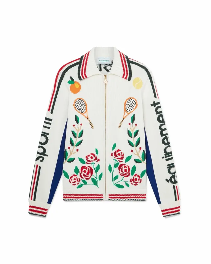 Knitwear Men Casablanca Paris Laurel Intarsia Knit Jacket Knitwear Men Casablanca Paris Laurel Intarsia Knit Jacket