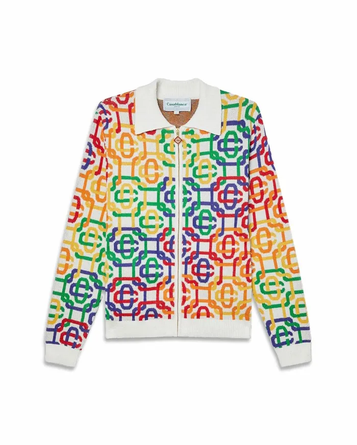 Knitwear Men Casablanca Paris Rainbow Monogram Zip Up Jumper
