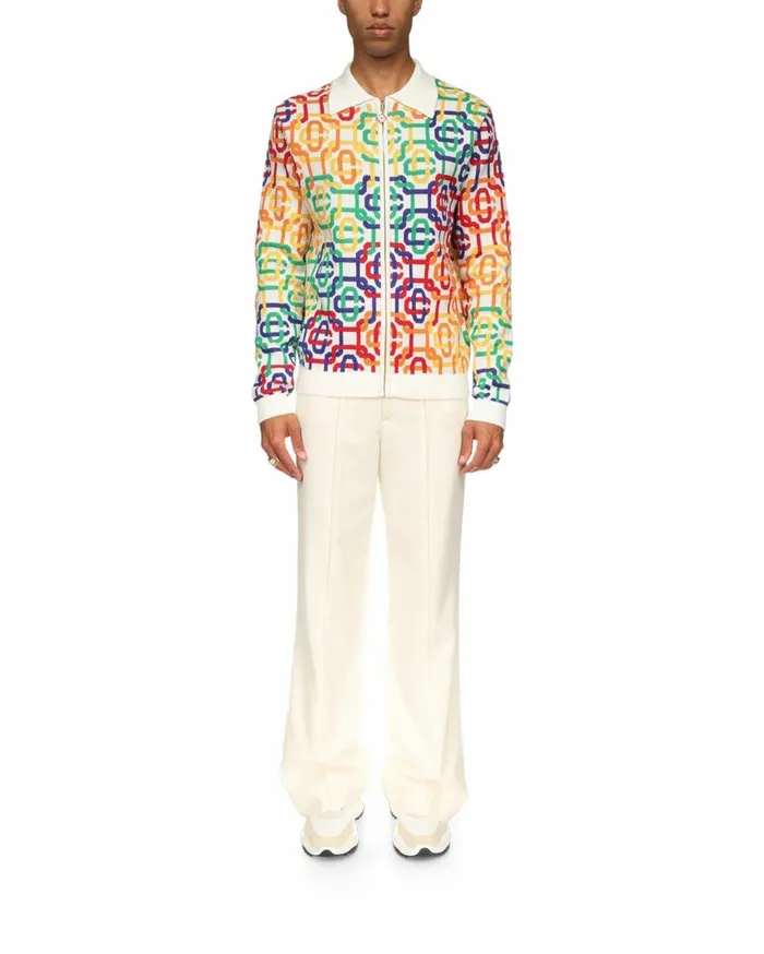 Knitwear Men Casablanca Paris Rainbow Monogram Zip Up Jumper Knitwear Men Casablanca Paris Rainbow Monogram Zip Up Jumper