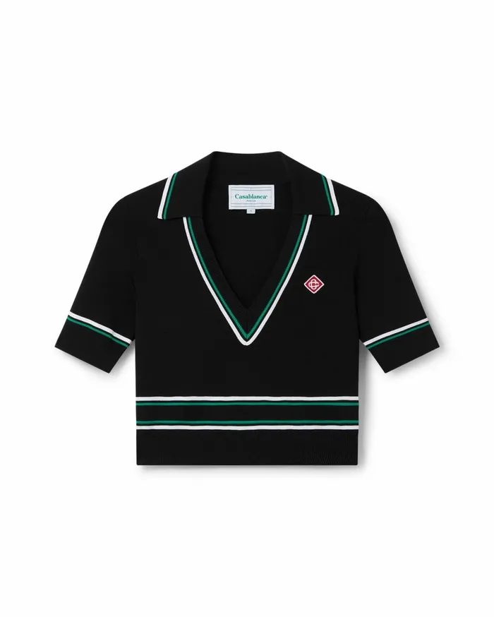 Knitwear Women Casablanca Paris Cropped Knit Polo Shirt