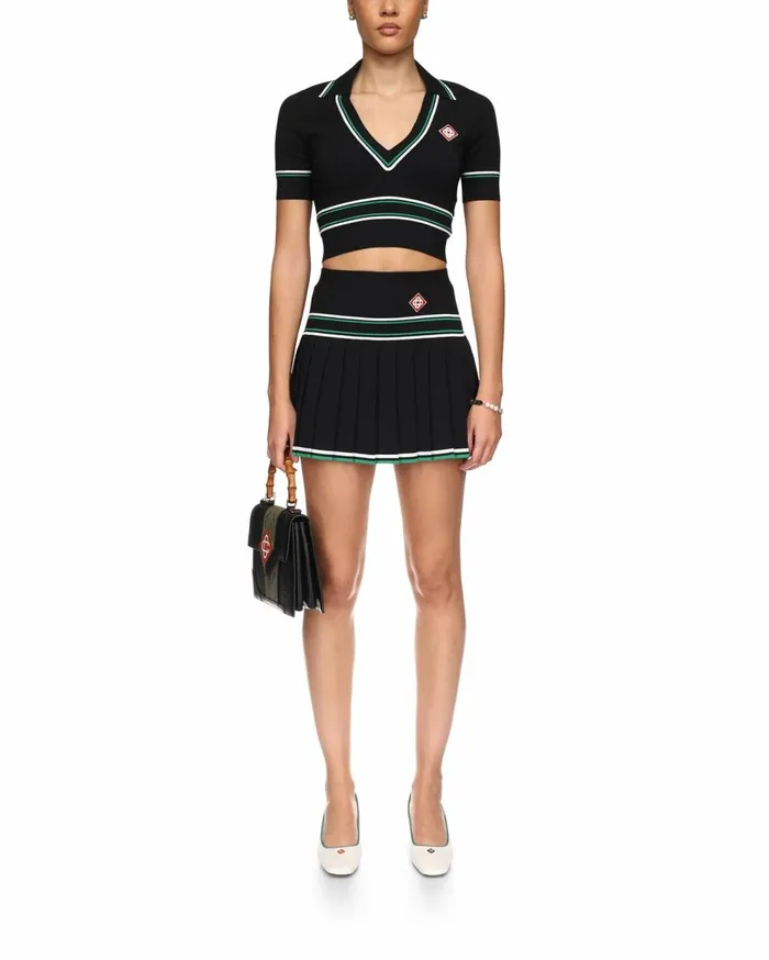 Knitwear Women Casablanca Paris Cropped Knit Polo Shirt