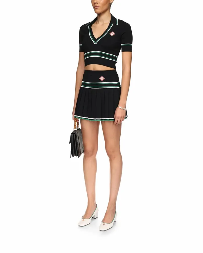 Knitwear Women Casablanca Paris Cropped Knit Polo Shirt