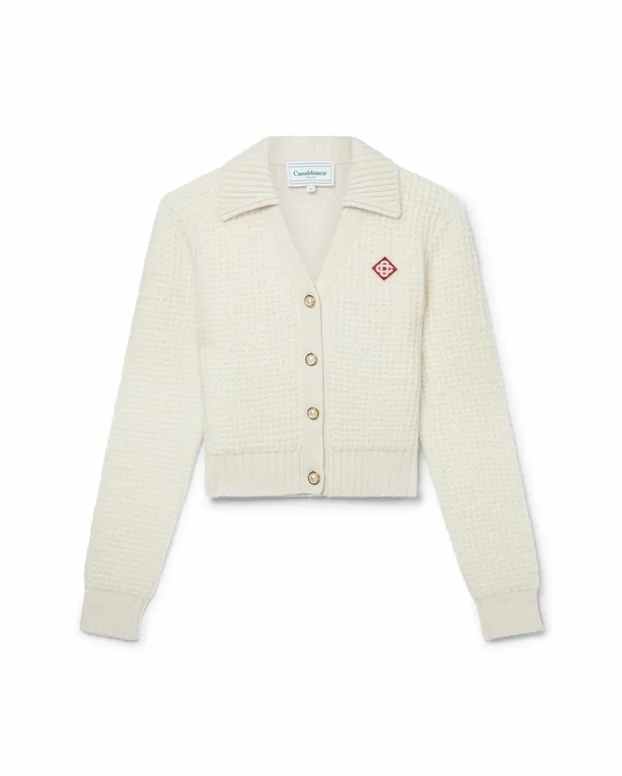 Knitwear Women Casablanca Paris Cropped Waffle Knit Cardigan
