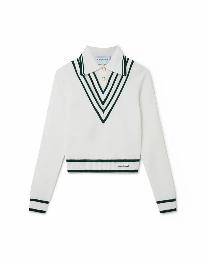 Knitwear Women Casablanca Paris Retro Tennis Pleated Polo Shirt