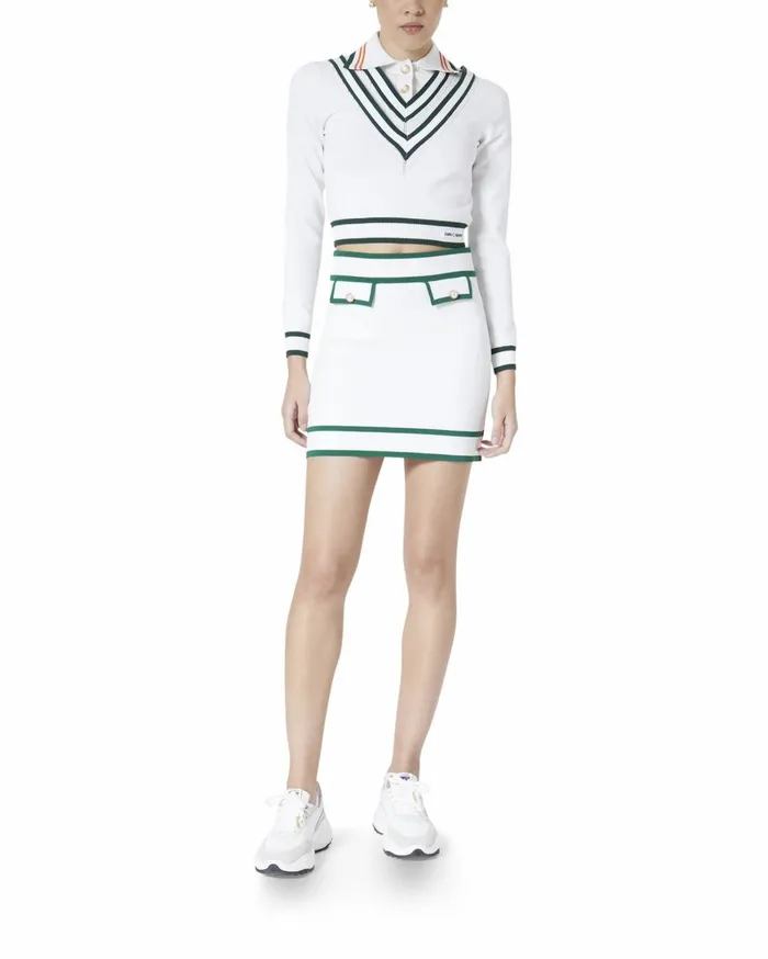 Knitwear Women Casablanca Paris Retro Tennis Pleated Polo Shirt