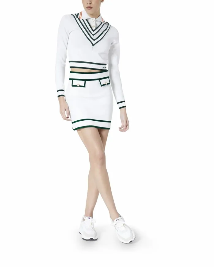 Knitwear Women Casablanca Paris Retro Tennis Pleated Polo Shirt