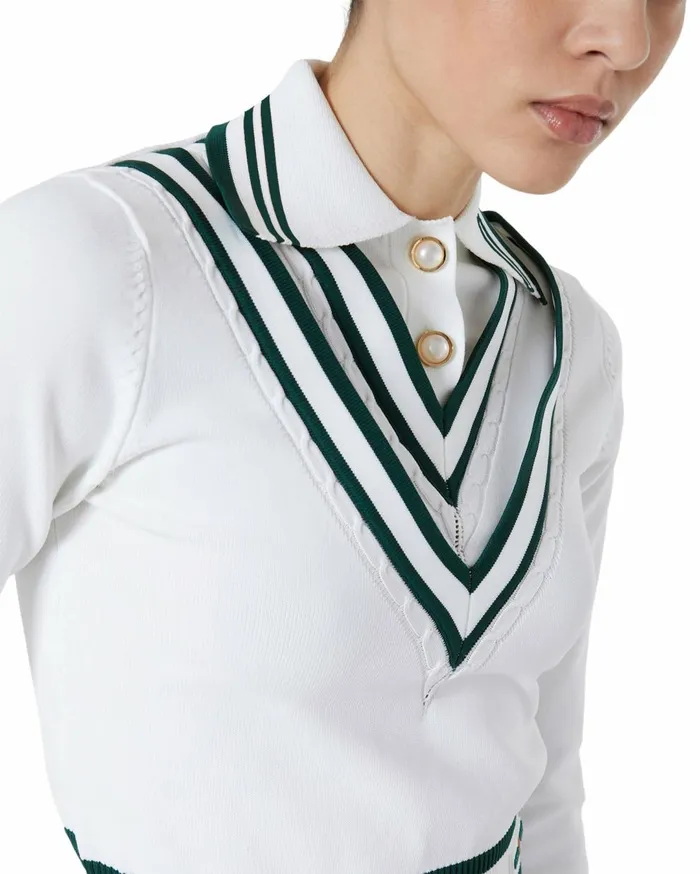 Knitwear Women Casablanca Paris Retro Tennis Pleated Polo Shirt