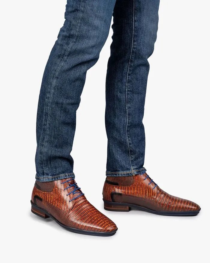 Lace Shoes Men Floris Van Bommel Hakki 0300 Reptile Print
