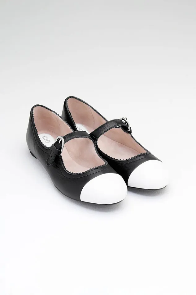 Ladies Cassiopeia Ballet Flats Black White Leather Adult Ballet Flats Bloch