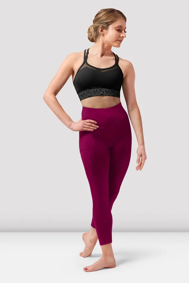 Ladies Tasha Panelled Leggings Cherry Separates Bloch Adult