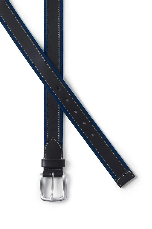 Lands039 End Accessories Men Leather Canvas Belt Deep Sea Navy Lands039 End Accessories Men Leather Canvas Belt Deep Sea Navy