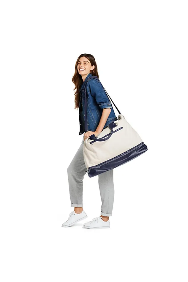 Lands039 End Accessories Men Print Canvas Getaway Duffle Bag Natural Lands039 End Accessories Men Print Canvas Getaway Duffle Bag Natural