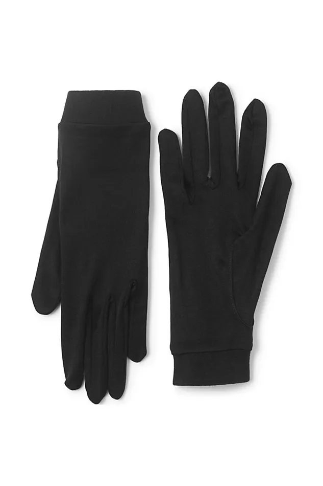 Lands039 End Accessories Men Silk Interlock Glove Liner Black