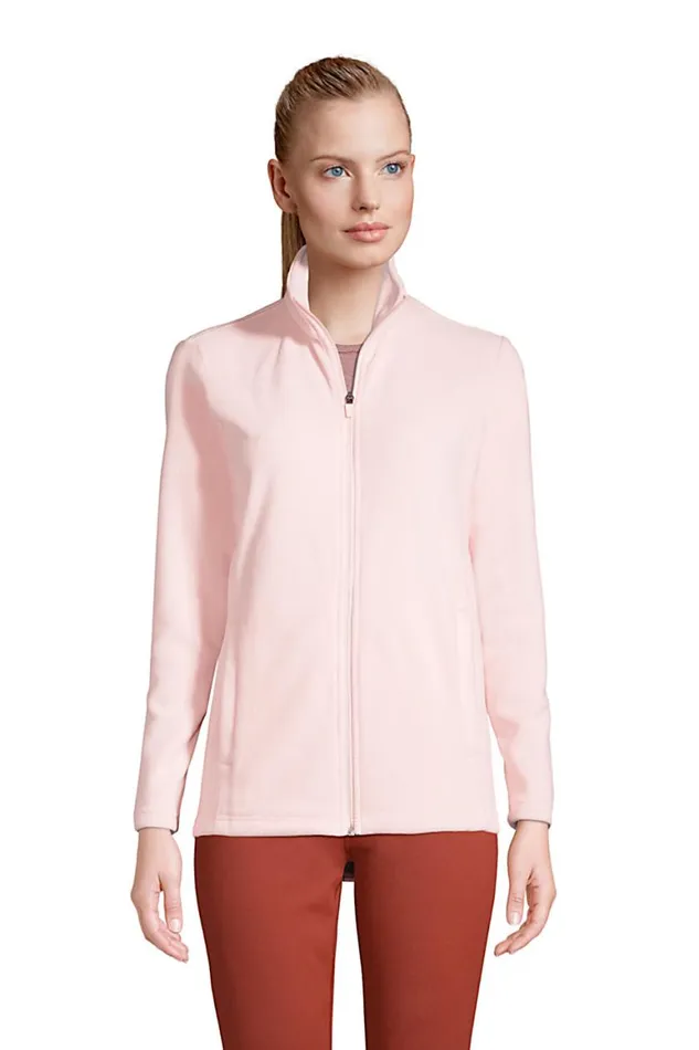 Lands039 End Activewear Women Full Zip Fleece Jacket Soft Tea Rose