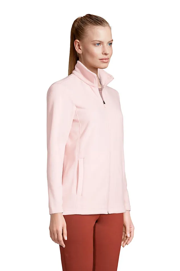 Lands039 End Activewear Women Full Zip Fleece Jacket Soft Tea Rose